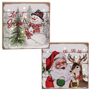 Santa and Snowman Box Signs with LED Light (2 Count Assortment)