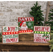 Believe/Joy/Santa LED Box Sign  (3 Count Assortment)