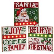 Believe/Joy/Santa LED Box Sign  (3 Count Assortment)