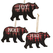 Plaid Bear Forest Scene Ornament  (3 Count Assortment)