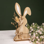 Wood Bunny with Foliage Sitter - 9"H