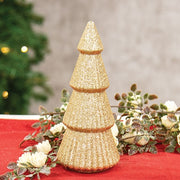 Gold Glittered Cone Tree - 8.25"H