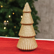 Gold Glittered Cone Tree - 10"H