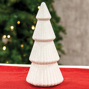 White Glittered Cone Tree - 10"H
