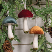 Velvet Mushroom Ornament (3 Count Assortment)