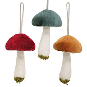 Velvet Mushroom Ornament (3 Count Assortment)