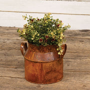 Rusty Tin Wide Milk Can - 6.25" x 6.5"