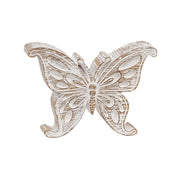 Whitewashed Resin Woodgrain Butterfly Sitter  (3 Count Assortment)