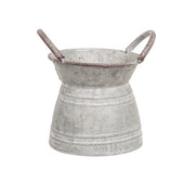 Graywashed Galvanized Squat Buckets with Handles (Set of 3)