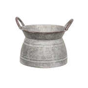 Graywashed Galvanized Squat Buckets with Handles (Set of 3)