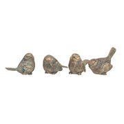 Resin Distressed Bronze Finish Bird Figurine  (4 Count Assortment)