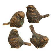 Mini Bronze Finish Resin Bird  (4 Count Assortment)