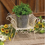 Metal Latticed Garden Chair Planter Stand