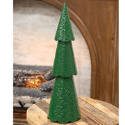 Green Metal Christmas Tree with Embossed Snowflakes - 18"H