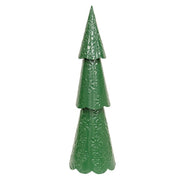 Green Metal Christmas Tree with Embossed Snowflakes - 18"H