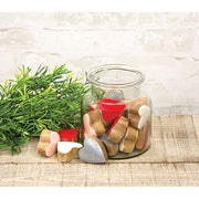 Little Wooden Hearts in Glass Jar (Set of 21)