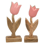 Pink Enamel Tulips (Set of 2)