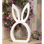 Distressed White Wooden Bunny Head Cutout Sitter - 18.5"H