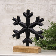 Cast Iron Snowflake On Wooden Base - 8"H