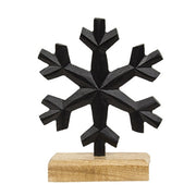 Cast Iron Snowflake On Wooden Base - 8"H