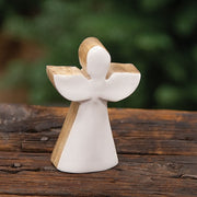 Wood and Enamel Angel Silhouette Block - 4"H