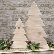 Distressed White Wood Standing Corrugated Christmas Tree - 18"