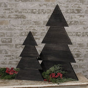 Distressed Black Wood Standing Corrugated Christmas Tree - 28"