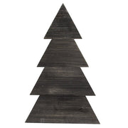 Distressed Black Wood Standing Corrugated Christmas Tree - 28"