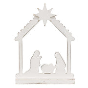 Distressed White Wood Nativity Silhouette Block