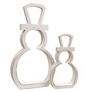 White Wooden Cutout Standing Snowmen (Set of 2)