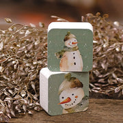 Winter Forest Watercolor Snowman Block - 2" Sq  (2 Count Assortment)