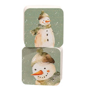 Winter Forest Watercolor Snowman Block - 2" Sq  (2 Count Assortment)