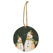 Winter Forest Watercolor Snowman Ornament - 3-1/2 In Dia  (2 Count Assortment)