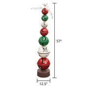 Red - White - & Green Metal Welcome Jingle Bell Stack