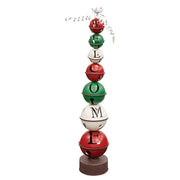 Red - White - & Green Metal Welcome Jingle Bell Stack