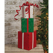 Snowflake Embossed Metal Gift Boxes with Bow (Set of 3)