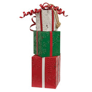 Snowflake Embossed Metal Gift Boxes with Bow (Set of 3)