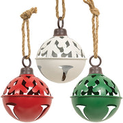 Christmas Tree Cutout Jingle Bell Ornament - 5.5"  (3 Count Assortment)