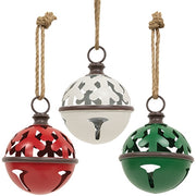 Christmas Tree Cutout Jingle Bell Ornament - 7"  (3 Count Assortment)