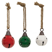 Glossy Metal Jingle Bell Ornament - 3"  (3 Count Assortment)