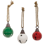 Glossy Metal Jingle Bell Ornament - 4"  (3 Count Assortment)