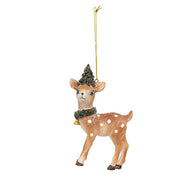 Resin Christmas Greenery Fawn Ornament  (2 Count Assortment)