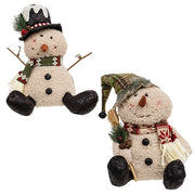 Stuffed Sherpa Hat & Scarf Snowman Sitter  (2 Count Assortment)