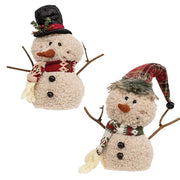 Stuffed Standing Sherpa Hat & Scarf Snowman  (2 Count Assortment)