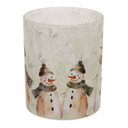 Frosted Snowman Duo Glass Candle Jars (Set of 2)