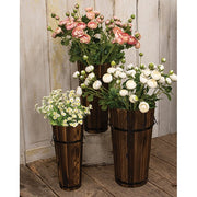 Distressed Tall Wooden Barrel Planters (Set of 3)