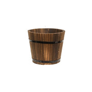 Distressed Wooden Barrel Planters (Set of 5)