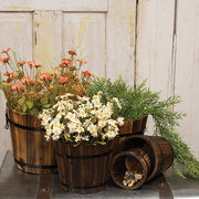 Distressed Wooden Barrel Planters (Set of 5)