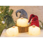 Plush Red/Green/Blue Velvet Gnome with LED Light  (3 Count Assortment)