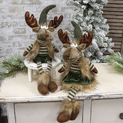 Mr & Mrs Green Reindeer with Dangle Legs  (2 Count Assortment)
